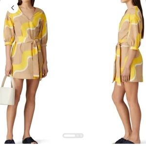 Chinti & Parker $360 Yellow Wave Printed Dress